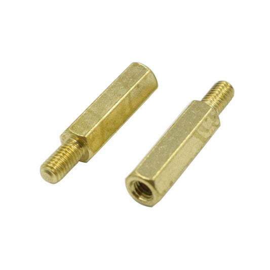 Hxchen M3 x 15mm + 6mm Male to Female Thread Brass Hexagon Hex Standoff Spacer Pillars - (20 Pcs)
