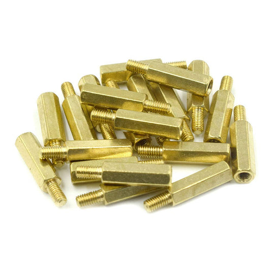 Hxchen M3 x 15mm + 6mm Male to Female Thread Brass Hexagon Hex Standoff Spacer Pillars - (20 Pcs)